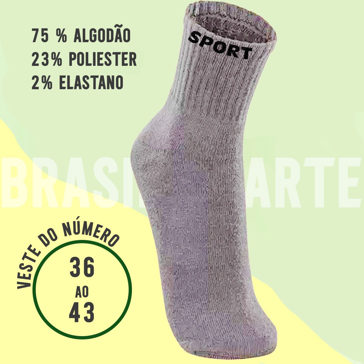 12 Pares De Meias Masculinas Cano Alto Grossa Algodão Oferta