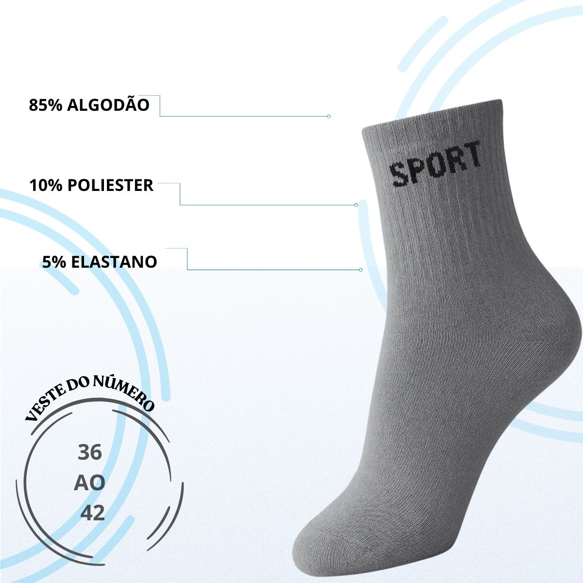 12 Pares De Meias Masculinas Cano Alto Grossa Algodão Oferta